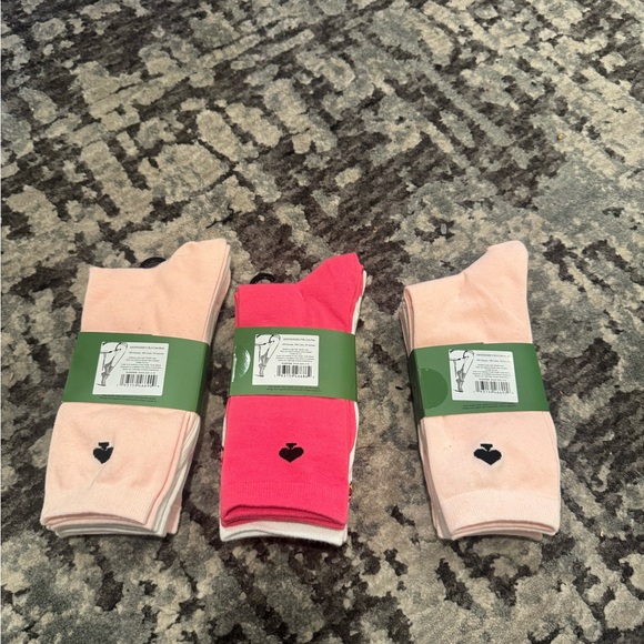 3 pairs Kate Spade Pink and White Crew Socks - Picture 6 of 11